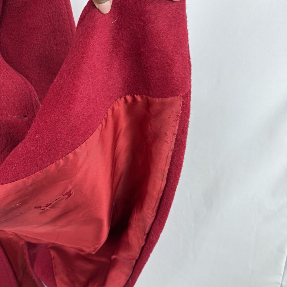 Harvé Benard Vintage Style Red Wool Coat Double Breasted Women’s XL USA - Picture 11 of 16